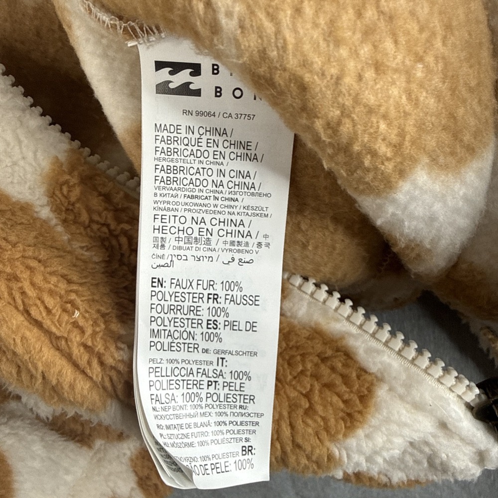 Billabong Womens Cozy Days Sherpa Flower Print Fleece Jacket Size Large - Picture 8 of 8